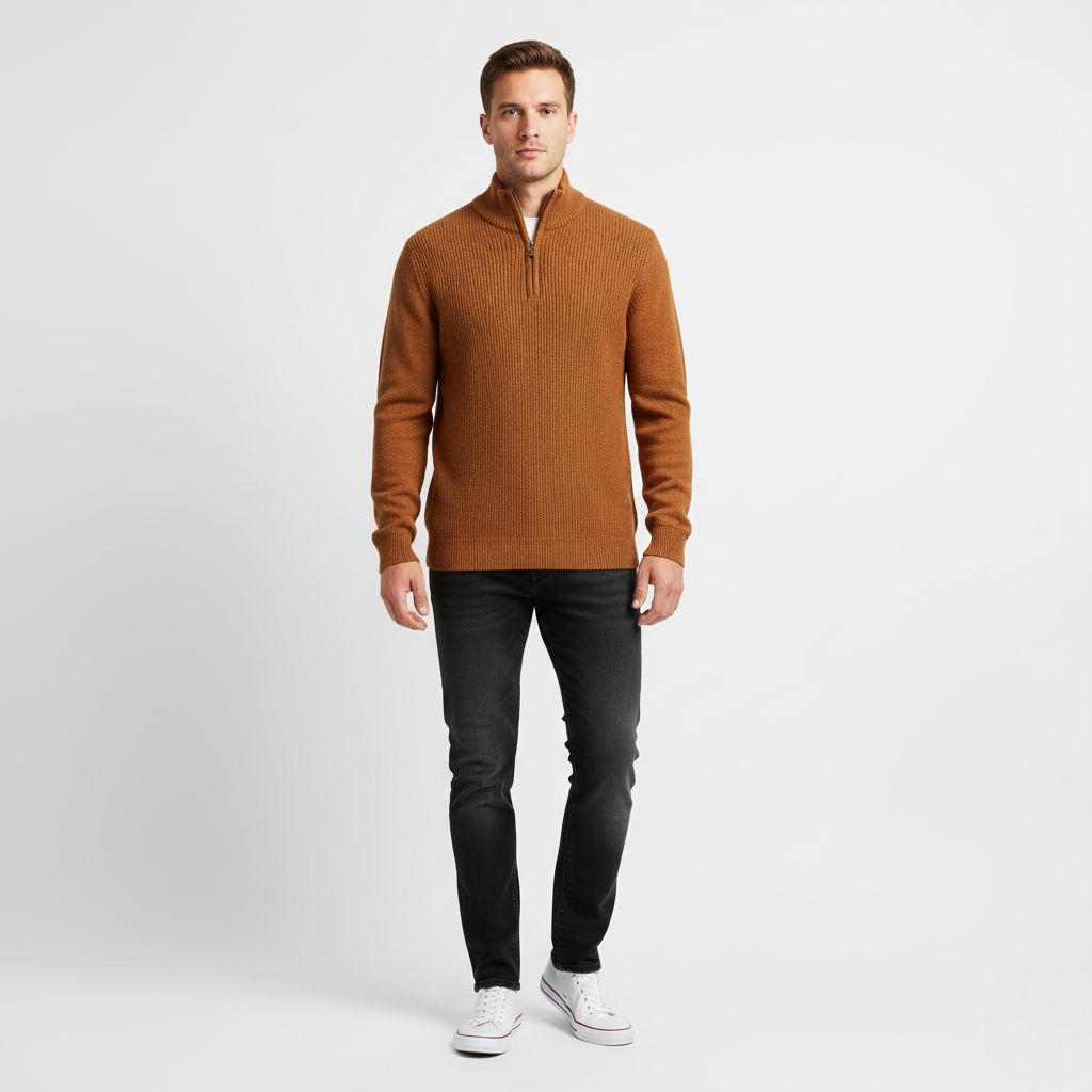 Sweter Dylan miękki z półzamkiem dla mężczyzn