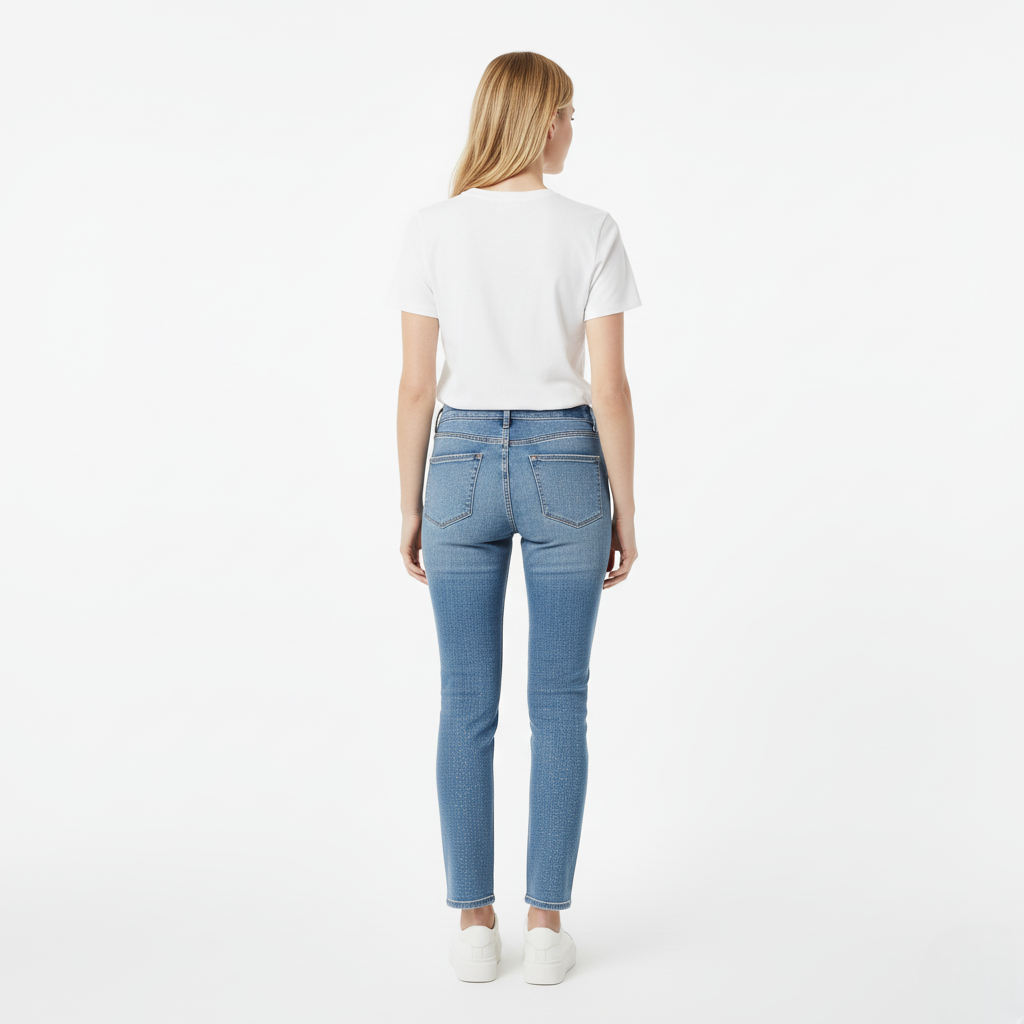 Jeans Sabine z brokatowym akcentem damskie