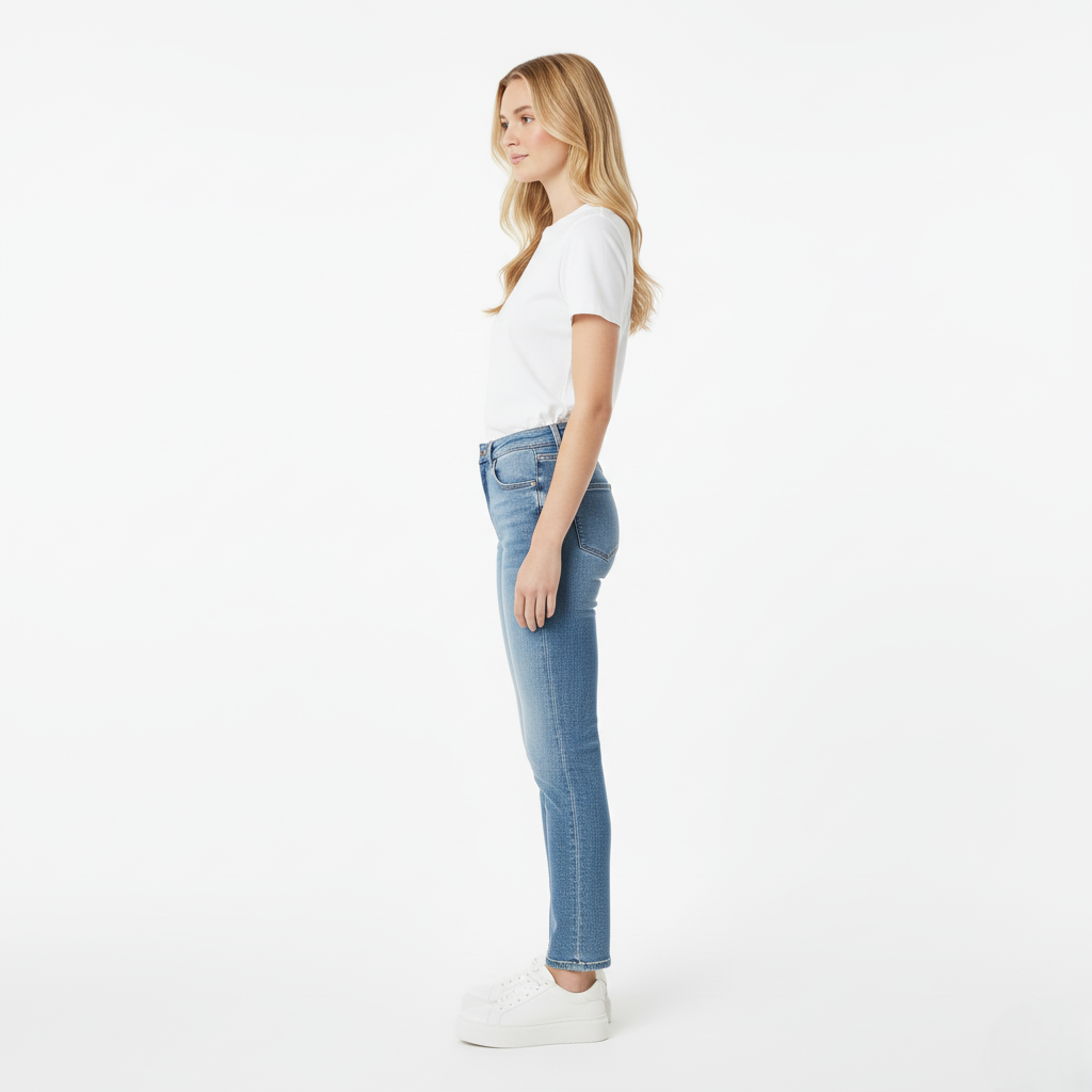 Jeans Sabine z brokatowym akcentem damskie